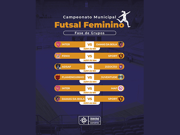 FUTSAL FEMININO: TABELA FE JOGOS DA SEMENA!