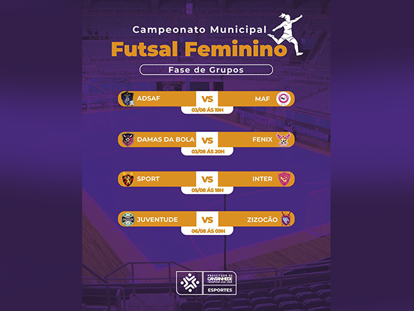 FUTSAL FEMININO: TABELA FE JOGOS DA SEMENA!