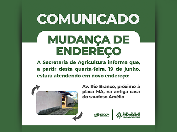 SECRETARIA DE AGRICULTURA EM NOVO ENDEREÇO