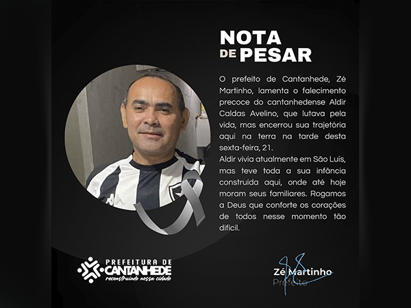 NOTA DE PESAR - Aldir Caldas Avelino