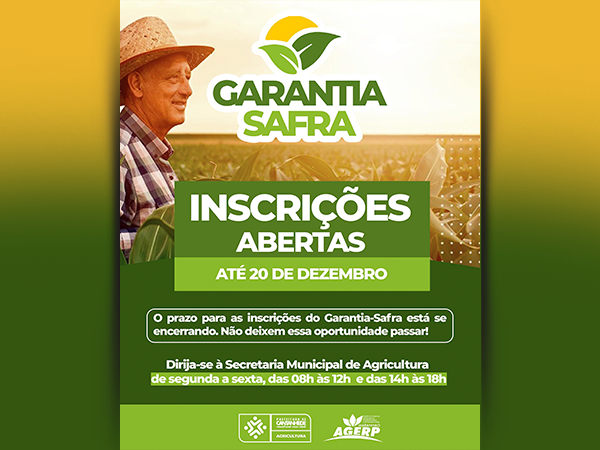 ?? INSCRIÇÕES PARA O GARANTIA SAFRA ATÉ DIA 20 DE DEZEMBRO